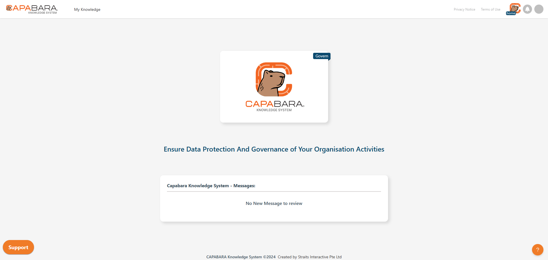 Capabara governance dashboard showing a tree-structured record browser