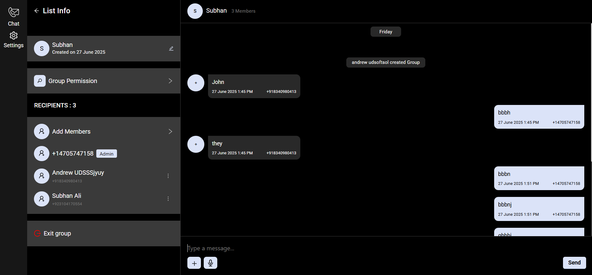 eFone application screen