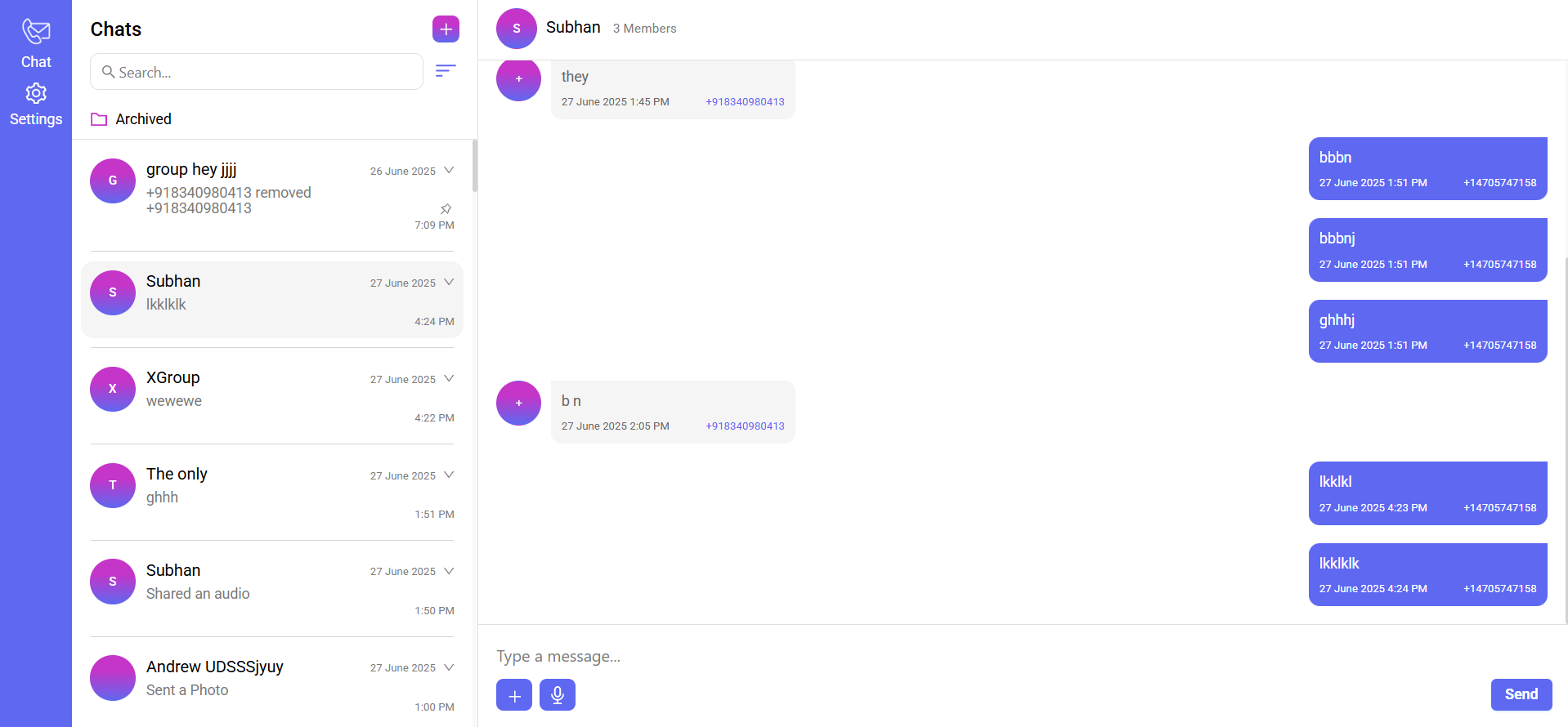 eFone application screen