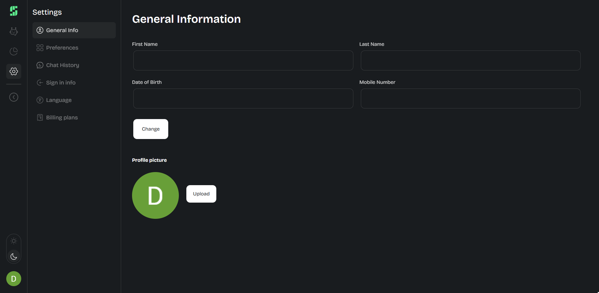 Stock AI application screen