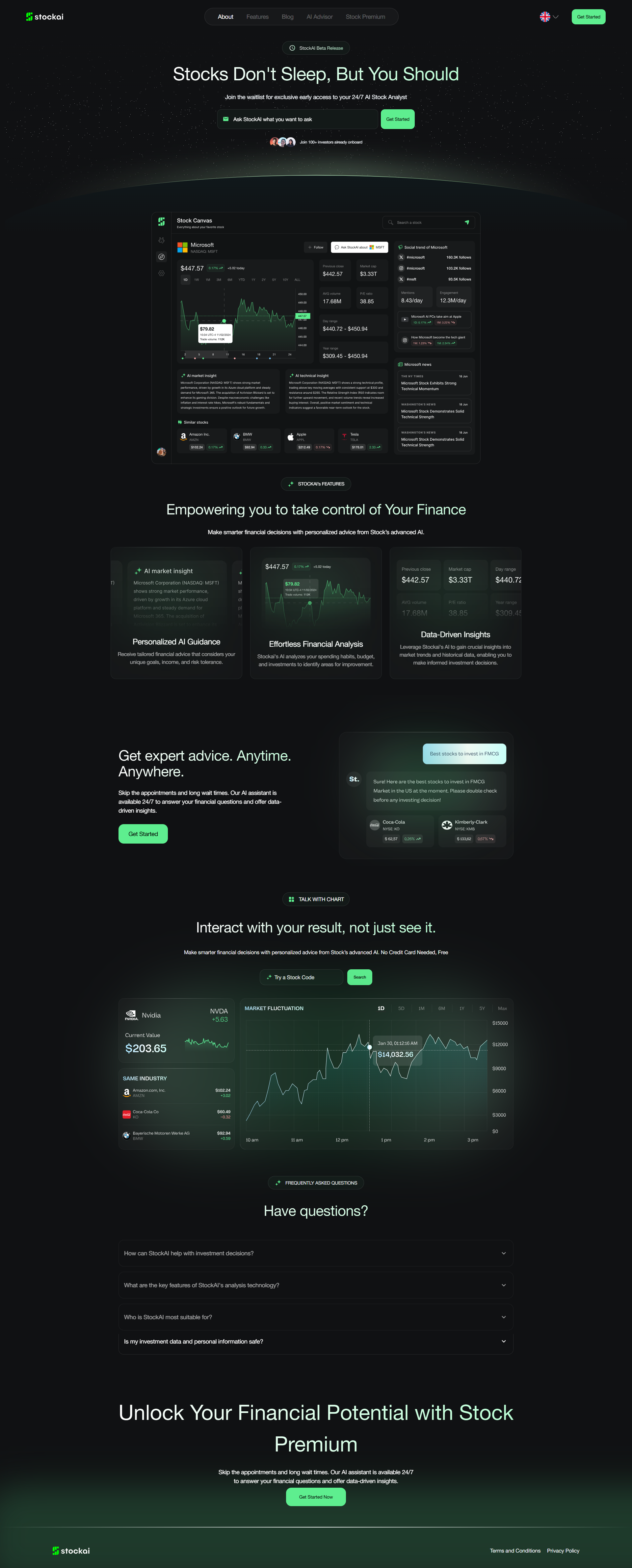 Stock AI application screen